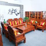 中式明清新古典 仿红木款仿古实木沙发客厅家具 原木木雕象头沙发