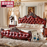 富创美式家具床类小户型结婚床双人欧式床 深色1.8米床美式公主床