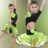 儿童专业拉丁舞表演服新款女童连体亮钻拉丁舞裙少儿拉丁比赛服装