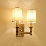 后现代美式全铜客厅装饰壁灯 简约复古典卧室床头书房过道壁灯具