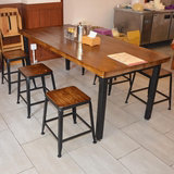 铁艺实木复古休闲餐桌餐台组合咖啡厅酒吧餐饮奶茶店条形桌椅套件