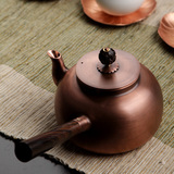 手工纯铜黑檀木侧把急须 紫铜茶铫铜壶 日本南部风格功夫茶具包邮