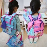 韩国代购正品进口冰雪奇缘女童卡通双肩帆布背包减负小学生书包