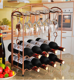 包邮欧式红酒架创意葡萄酒架子复古铁艺摆件简约红酒瓶架杯架倒挂