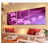 D简约紫莲花 客厅装饰画现代无框画餐厅壁画卧室玄关板画挂画促销