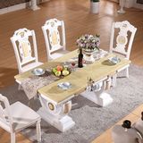 欧式大理石白色餐桌长方形餐台吃饭桌子烤漆长方桌餐厅大理石家具