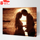 特价包邮手绘diy数字油画风景情侣结婚抽象客厅彩绘浪漫约定一生
