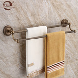 全铜仿古五金挂件浴巾架 欧式复古浴室毛巾架双杆 美式卫浴置物架