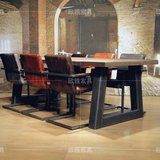 美式LOFT复古铁艺实木办公桌工业风电脑桌书桌设计师老板桌餐桌椅