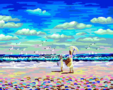 diy数字油画 欧式客厅大幅风景花卉情侣手绘装饰画4050 海滩