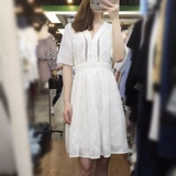 2016韩国进口东大门代购夏季白色蕾丝雪纺时尚气质连衣裙女装裙子