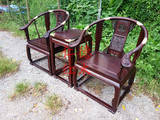 红木黑檀木皇宫椅三件套 铜围椅 黑木圈椅 实木古典家具太师椅