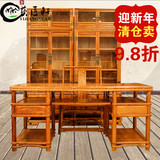 红木家具非洲花梨木新中式书桌刺猬紫檀眀式写字桌书柜全实木组合