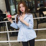 2015秋季新款短款风衣外套女韩国代购军工装修身收腰休闲学生上衣