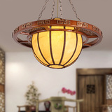 新中式吊灯仿古典实木羊皮灯时尚宫灯笼茶楼创意客厅餐厅书房灯具