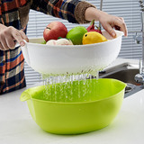 青静衣祥加厚沥水篮塑料双层大号厨房洗菜篮子沥水盆水果盘滴水筐