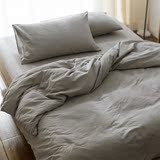 夏季裸睡水洗棉纯棉四件套简约纯色全棉1.8m床笠床套被子床上用品