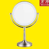 化妆镜 LED镜子欧式圆形8英寸带灯镜子双面放大台式梳妆镜