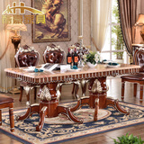 酷豪家具 欧式实木大理石奢华别墅美式餐桌椅组合宴会厅豪华餐台