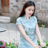 伶俐柠檬20801复古中国风衬衫民族风手绘女装夏装2016新款文艺范