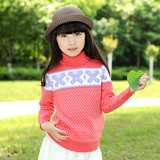 女童毛衣2016秋冬季新款韩版纯棉儿童装针织高领套头 女童打底衫