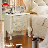 卧室家具组装欧式经典床头柜法式雕花白色储物柜小地柜床边矮柜
