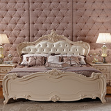 卡利亚新款雕刻欧式床双人床5 18米大床全实木床白色卧室床雕花