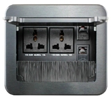 铝拉丝 毛刷多功能桌面插座 翻盖式插座 台面接线盒电源信息盒