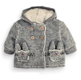 【现货】英国NEXT女童婴儿灰色兔子加厚加绒保暖连帽外套棉衣服