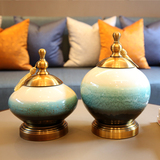 新中式欧式创意家居样板间客厅装饰品摆件 陶瓷储物罐摆设