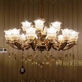 锌合金手工玻璃灯罩水晶吊灯 欧式新中式客厅餐厅灯 新品现货发售