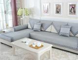 棉亚麻布艺沙发巾沙发坐垫夏季单层沙发套纯色灰色木沙发垫可定做