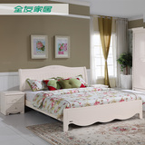 全友家私双人床韩式田园1.5米板式床现代卧室1.8米床加床垫120611