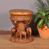 泰国工艺品实木换鞋吉象木雕椅子 雕刻大象凳 东南亚纯手工茶几凳