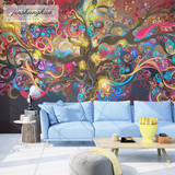 定制壁纸大型无缝壁画北欧抽象艺术油画大树客厅卧室电视背景墙纸