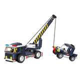 万格乐博士组装汽车卡车货车拼装积木城市警察玩具警察拖车040218