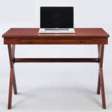 出口美式乡村电脑桌实木多功能组装原木写字台办公桌书桌