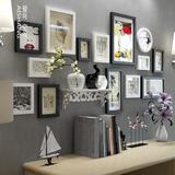 爱尚欧式圆形黑白时尚实木相框创意相框墙高端照片墙油画框组合