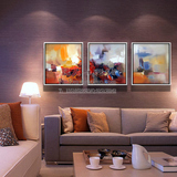 手绘现代简约抽象油画简欧客厅装饰画三联画餐厅挂画卧室床头壁画