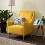 现代简约客厅单人沙发椅 北欧宜家小户型黄色休闲创意布艺小沙发