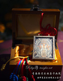 热贡唐卡手绘装框小唐卡千手观音护身符西藏随身挂盒小唐卡画嘎乌