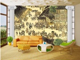 大型壁画3d立体中式壁纸客厅电视沙发背景墙墙纸无纺布清明上河图