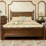 美式床实木双人床美式家具1.8/2/2.2米大床高箱储物床胡桃木床