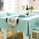 餐桌布艺 棉麻纯色欧式茶几桌布长方形圆形台布可定做