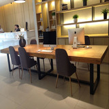 简约现代大型长桌会议桌美式实木桌工业复古铁艺长条桌办公桌家具