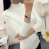 毛衣女纯色2015冬装新款女装 修身高领套头通勤打底衫针织衫短款
