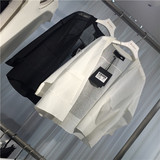 2016韩国订单MQ镂空针织衫MACQNF纯色宽松开衫冰丝针织口袋外套女