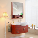 现代简约欧中式小户型浴室柜橡木实木吊柜洗脸盆卫浴柜组合100cm