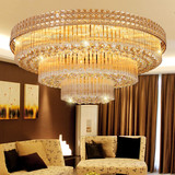 高档LED金色客厅灯具圆形水晶灯吸顶灯饰卧室大厅大气简约现代灯