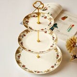 欧式三层点心盘骨瓷创意蛋糕架糕点托盘下午茶陶瓷水果干果盘子